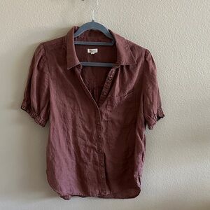 Pilcro Mauve Button-Down Short Sleeve Shirt